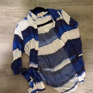 Blue and White Blouse